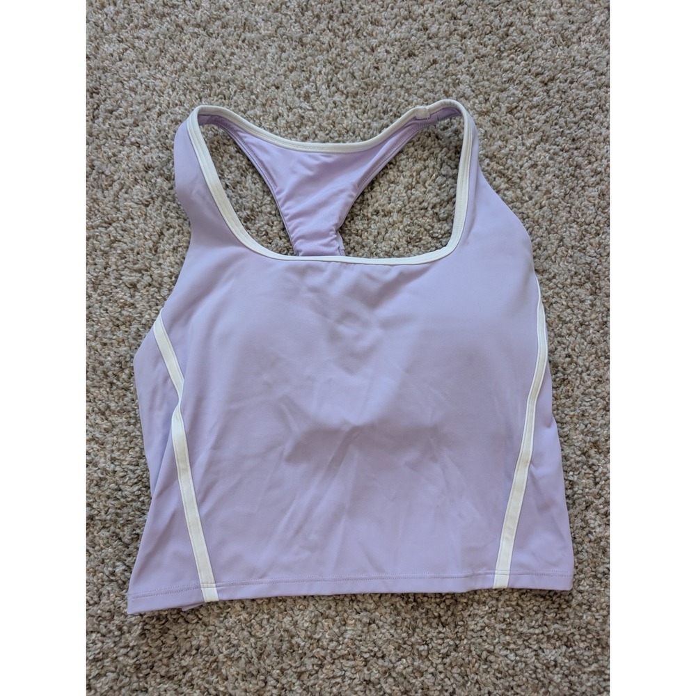 Gilly Hicks Lavender Purple Racerback Crop Tank Top with Built-in Bra Medium